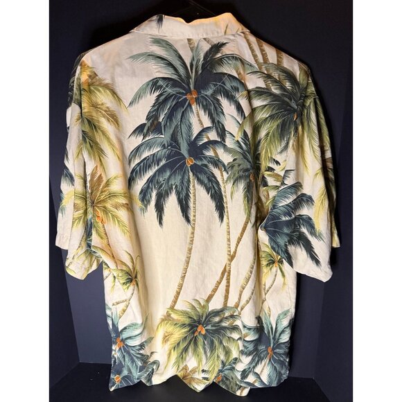 Vtg Tommy Bahama Silk Palm Tree AOP Hawaiian Short Sleeve Shirt Mens M - Picture 2 of 5